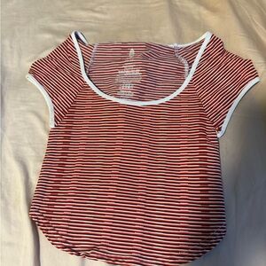 Striped Red and White Free people movement cropped short sleeve